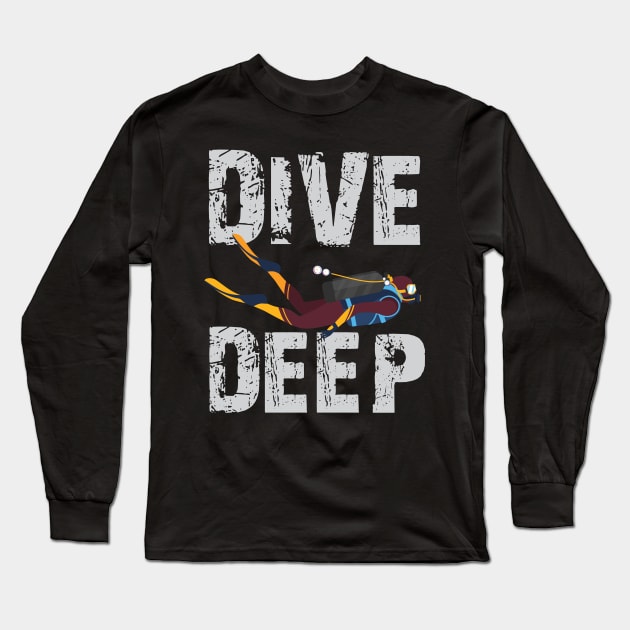 Dive Deep Cool Creative Beautiful Design Long Sleeve T-Shirt by Stylomart